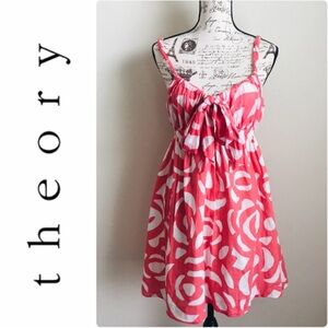 Theory Coral and‎ White Patterned Dress in Medium